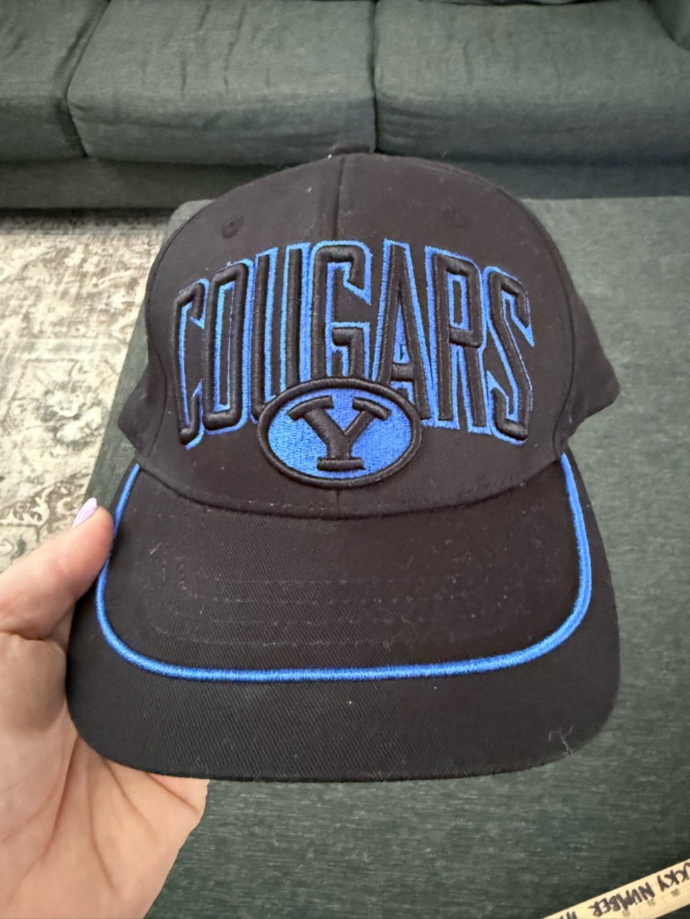 BYU Cougars Embroidered Baseball Cap X Royal Blue Trim adjustable OS